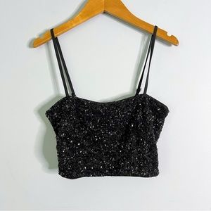 Express Black Sequins Bandeau Tank Top Size XS